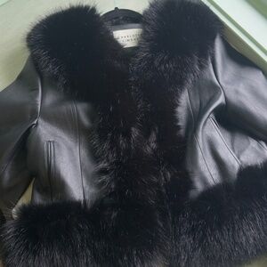 Charlotte Simone leather and fur jacket